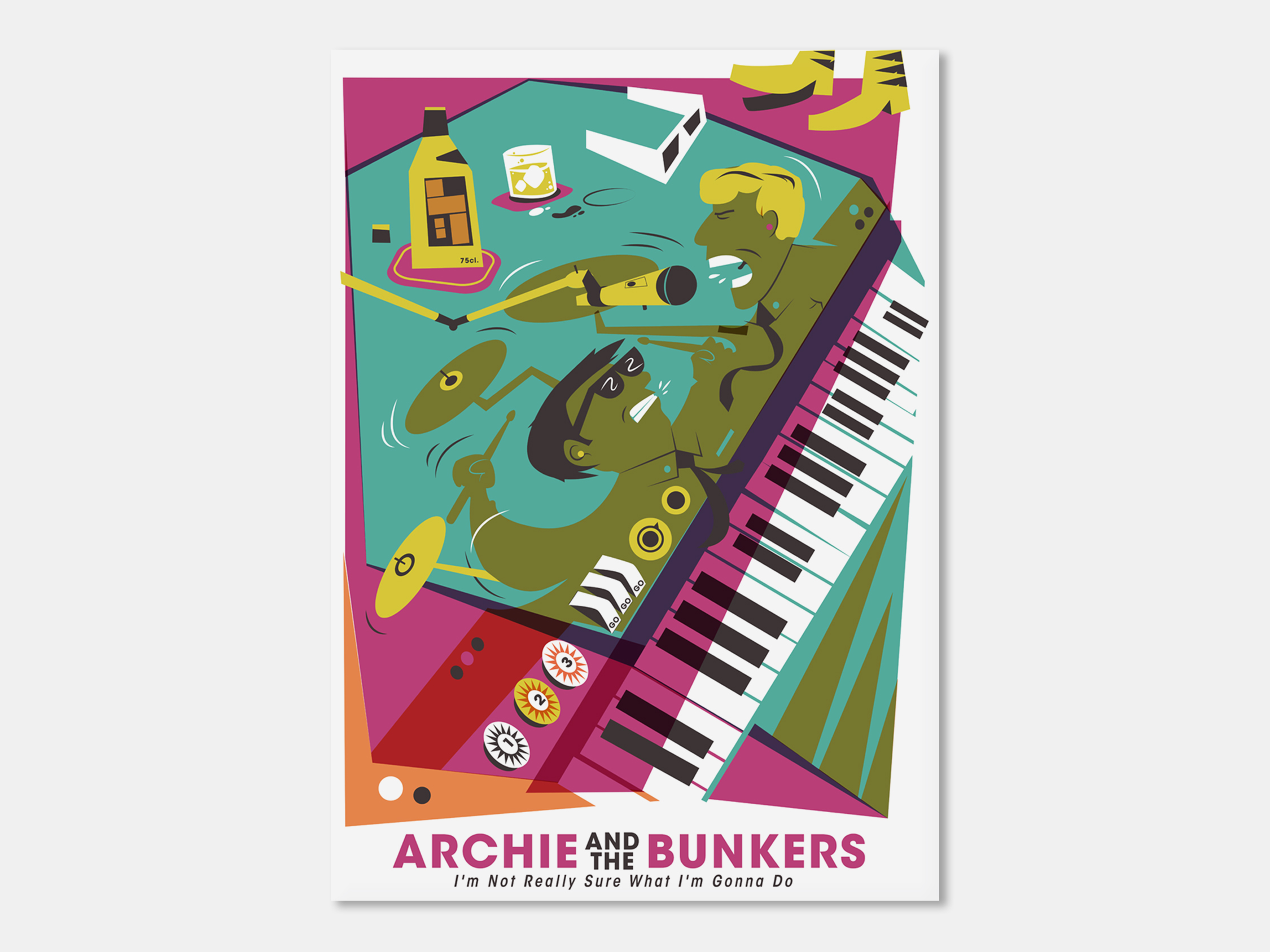 Archie & the Bunkers (série rock), l'une des créations et impressions made in Fwells - Sérigraphie et studio graphique
