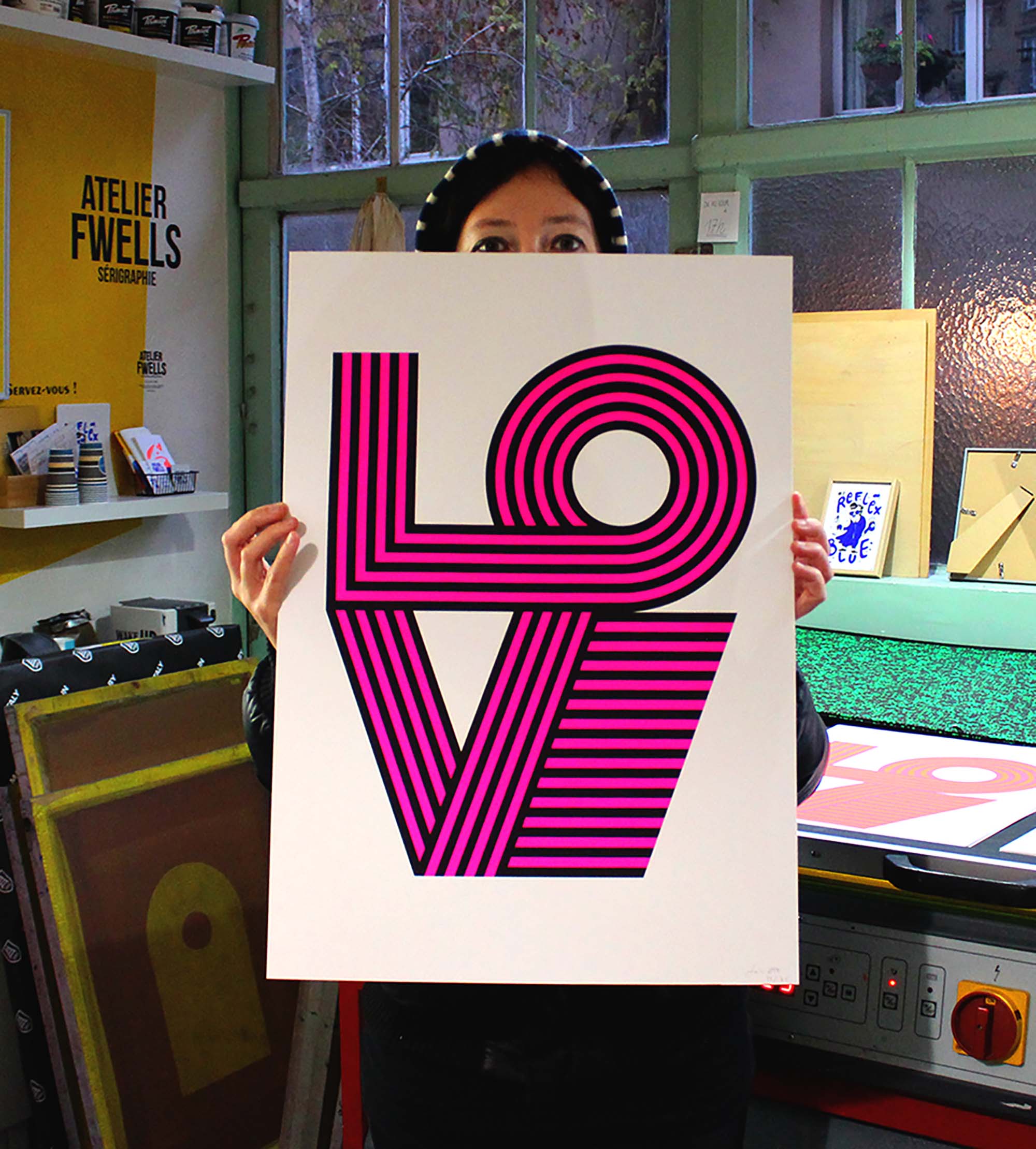 Love de Sarah Boris - imprimée en sérigraphie artisanale à Paris (13e)