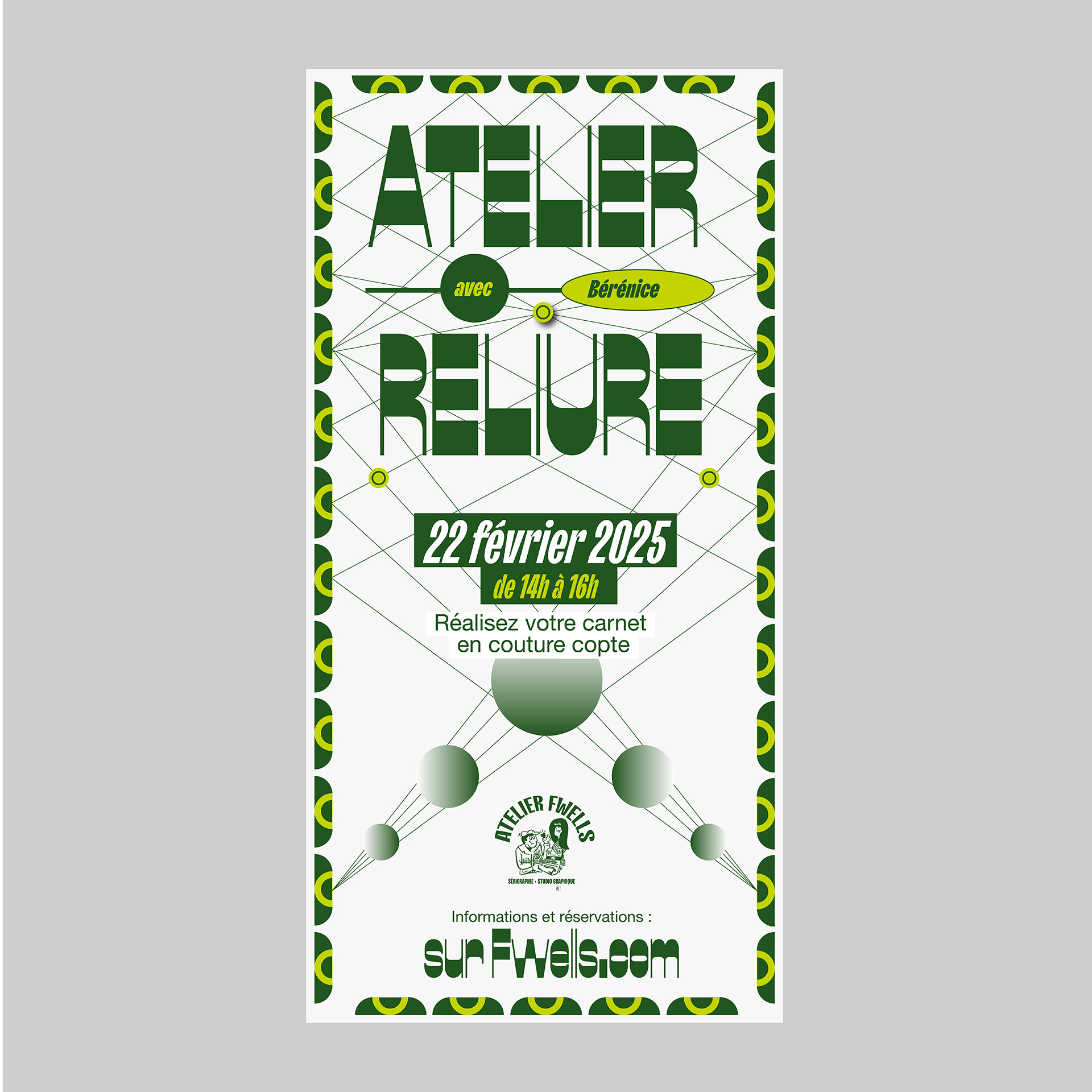 Affiche Atelier reliure - Graphisme de Romain BERNARD - pour l'Atelier Fwells