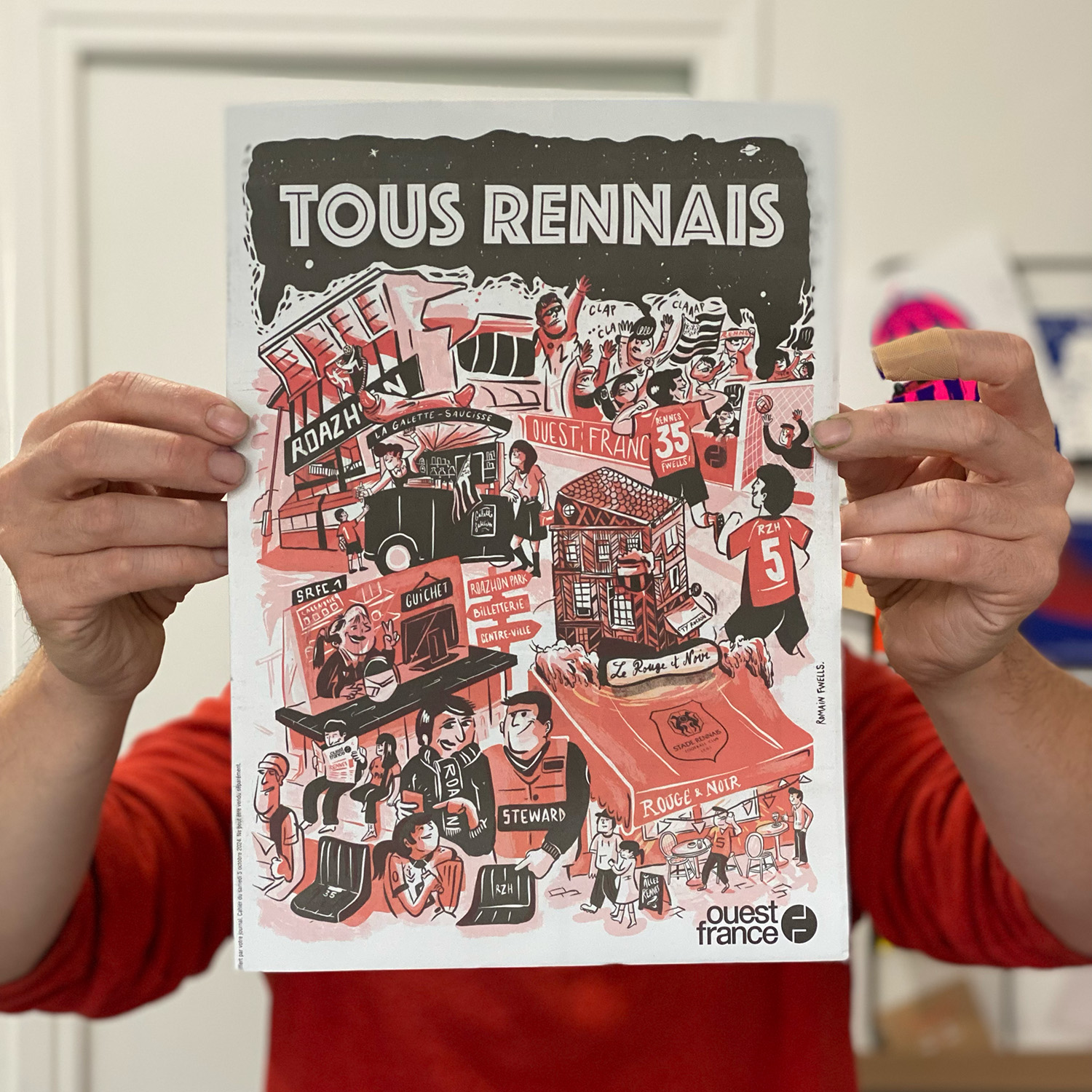 Tous rennais - Couverture du supplément pour Ouest France d'octobre 2024 par Romain Fwells