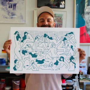 Les bains d'Olivier Junière - Tiré en sérigraphie par l'Atelier Fwells - Paris