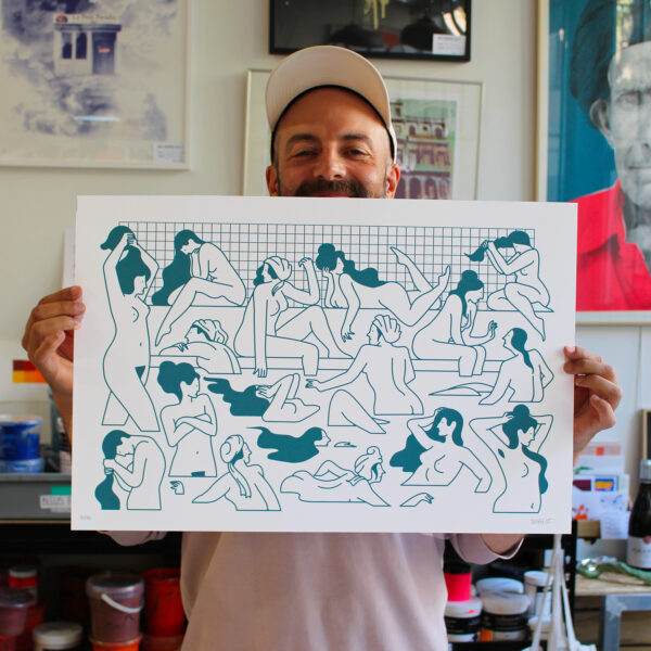 Les bains d'Olivier Junière - Tiré en sérigraphie par l'Atelier Fwells - Paris