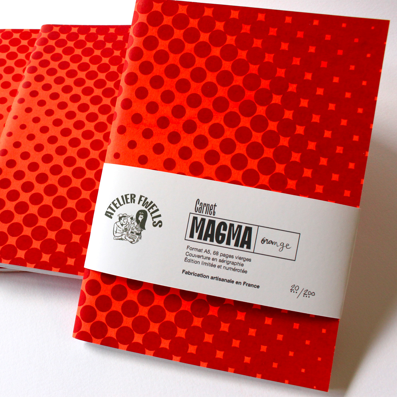 Carnet A5 magma rouge - Créé par l'atelier Fwells à Paris
