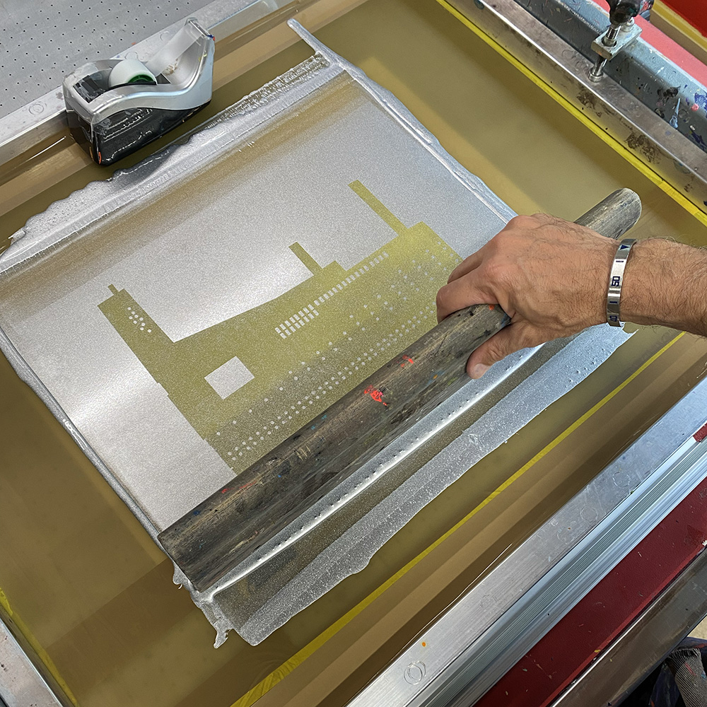 Stage de sérigraphie d'une journée à l'Atelier Fwells - Impression de la première couleur