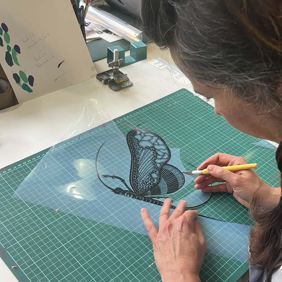 Calque de sérigraphie dans le cadre d'un stage - Atelier Fwells