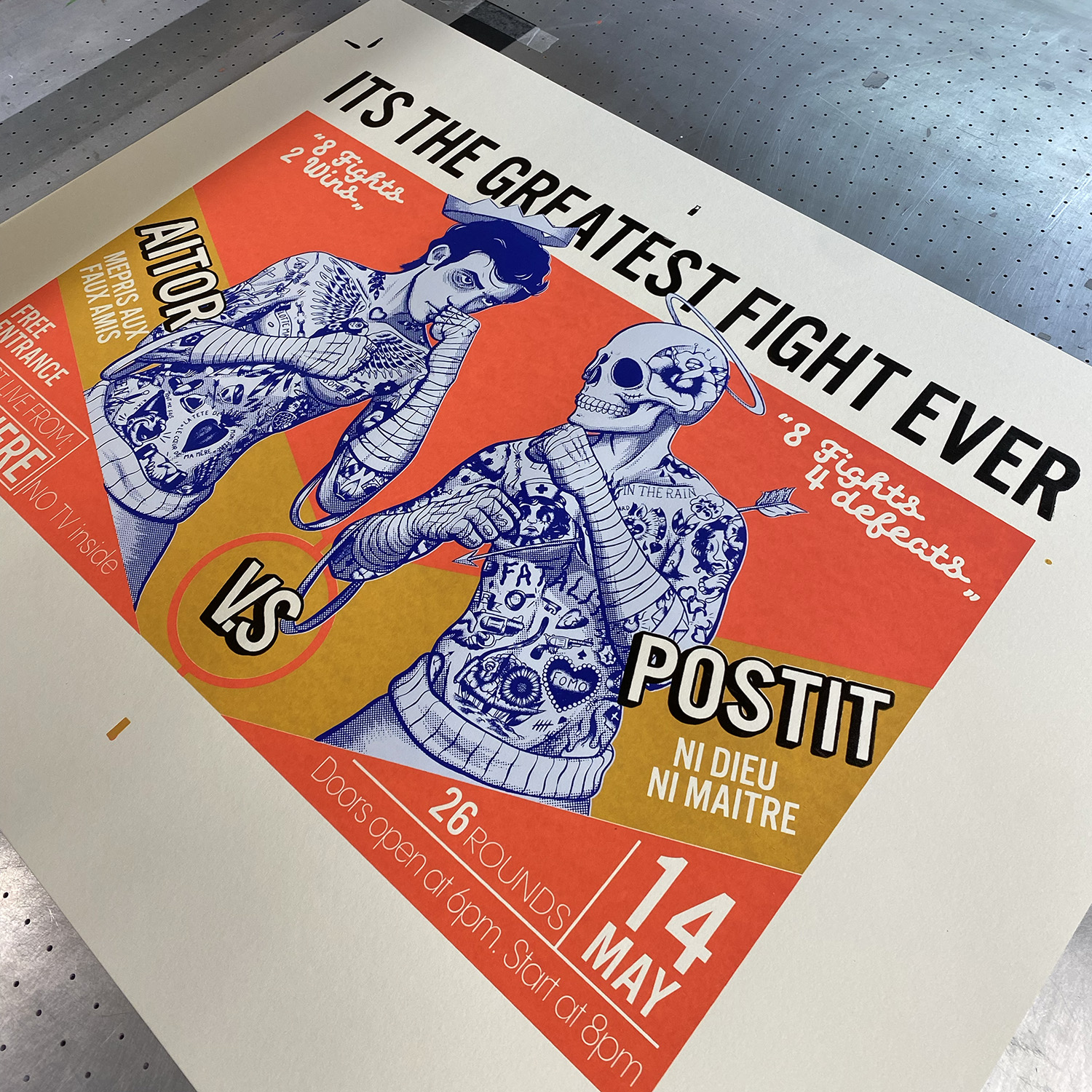 Projet personnel d'Aïtor aux cours du soir de sérigraphie