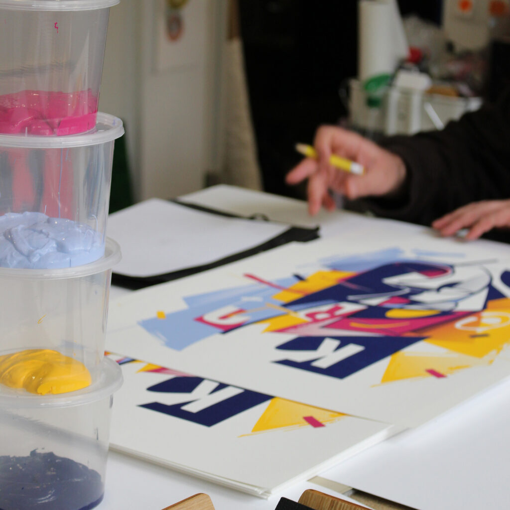 2025-Guillaume-Baudoin-encres-pantone Encore pour l'impression des tirages de Guillaume BAUDOIN - Sérigraphie Paris - Atelier Fwells