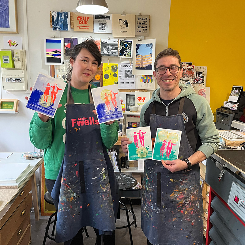 Tirage en sérigraphie en initiation à l'Atelier Fwells