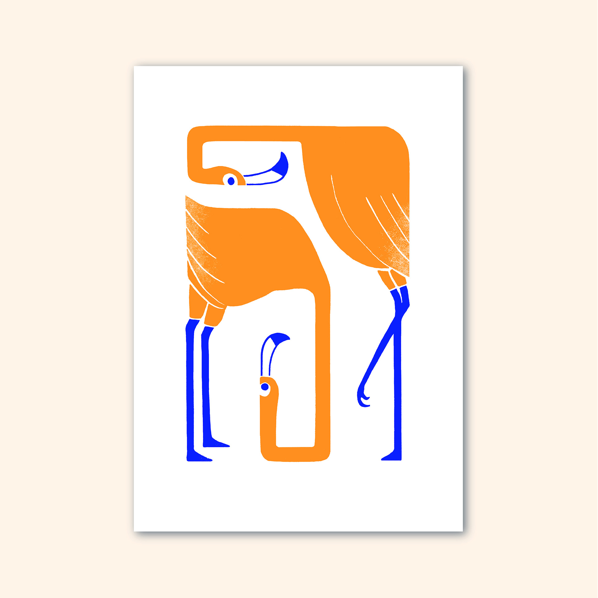 Affiche Flamants roses de Marine Des Mazery - Sérigraphie 2 couleurs à l'Atelier Fwells