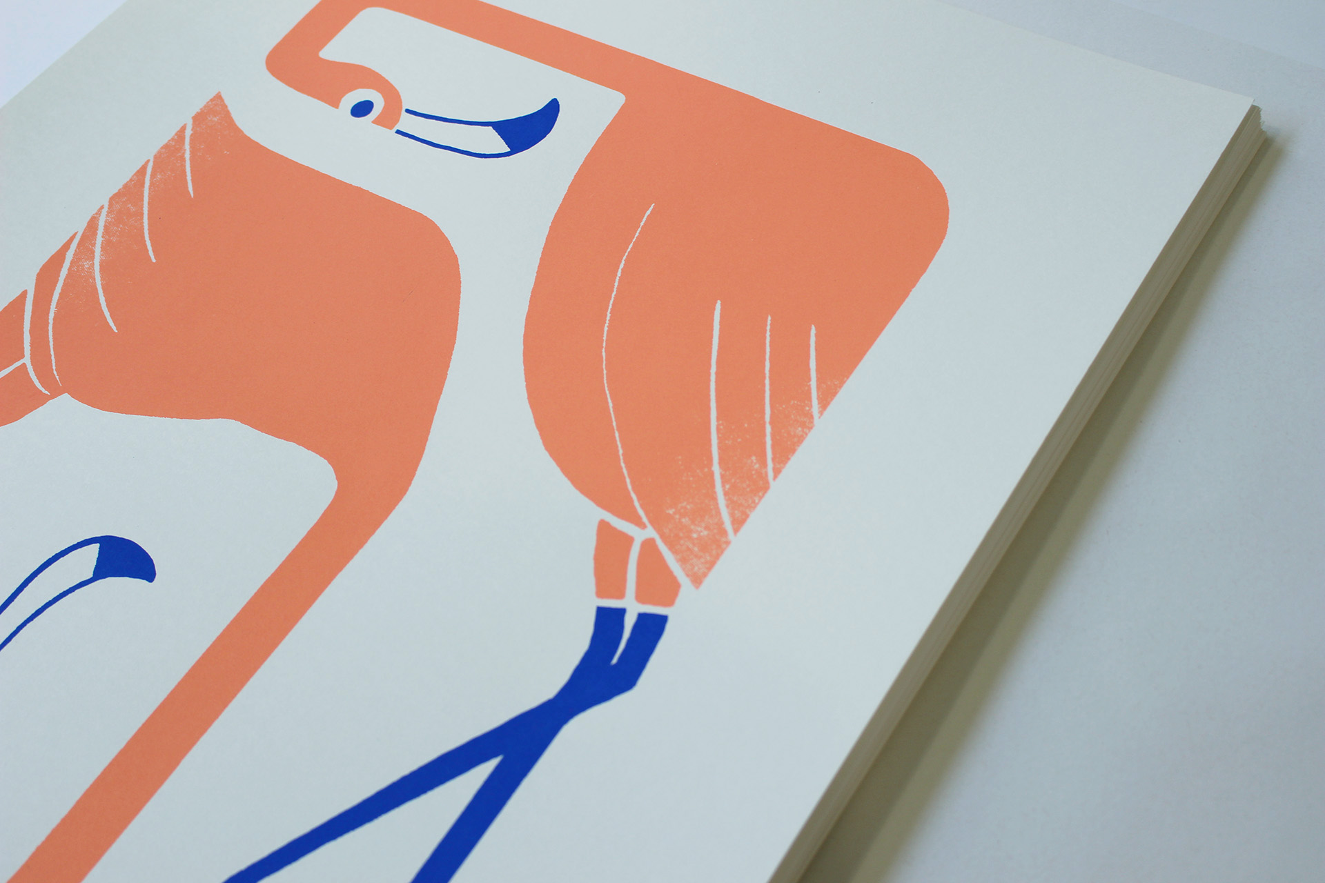 Affiche Flamants roses de Marine Des Mazery - Sérigraphie 2 couleurs à l'Atelier Fwells