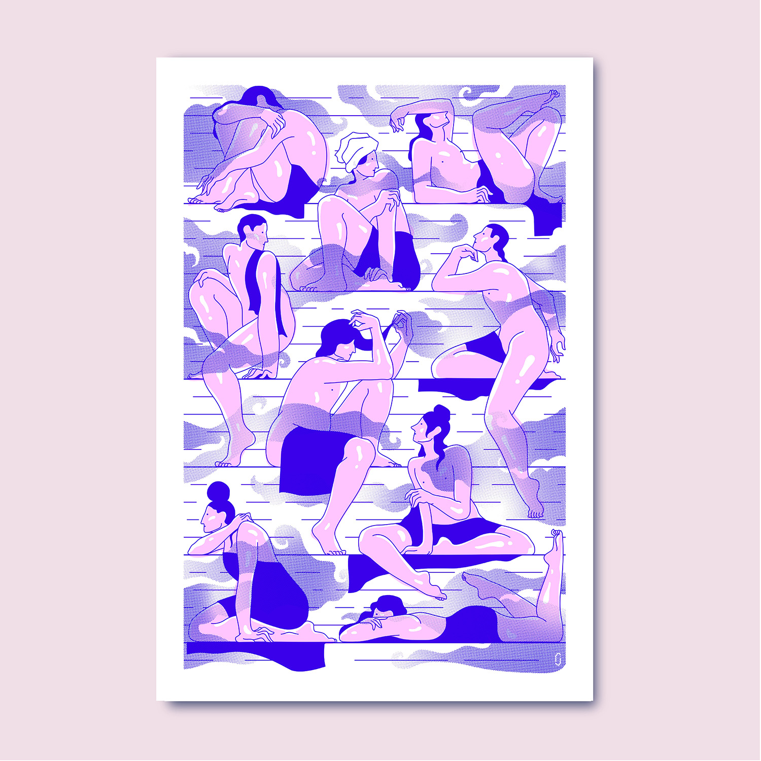 Sérigraphie deux couleurs de Sauna d'Olivier Junière - Sérigraphié à l'Atelier Fwells