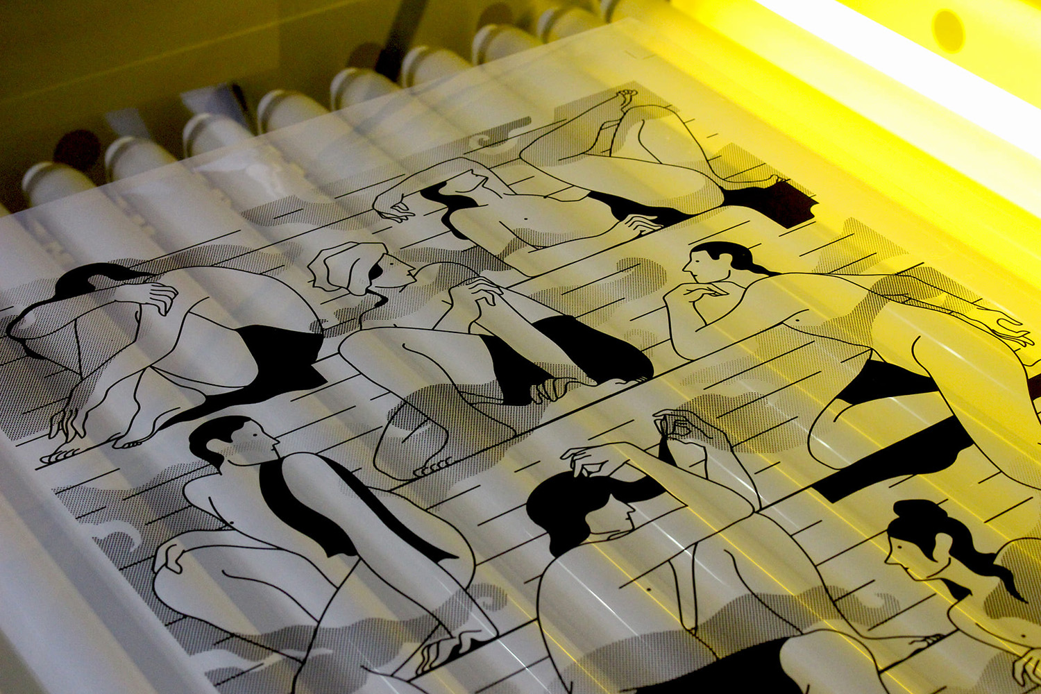 Le Sauna d'Olivier Junière - Sérigraphié à l'Atelier Fwells - Calque ou rhodoïd