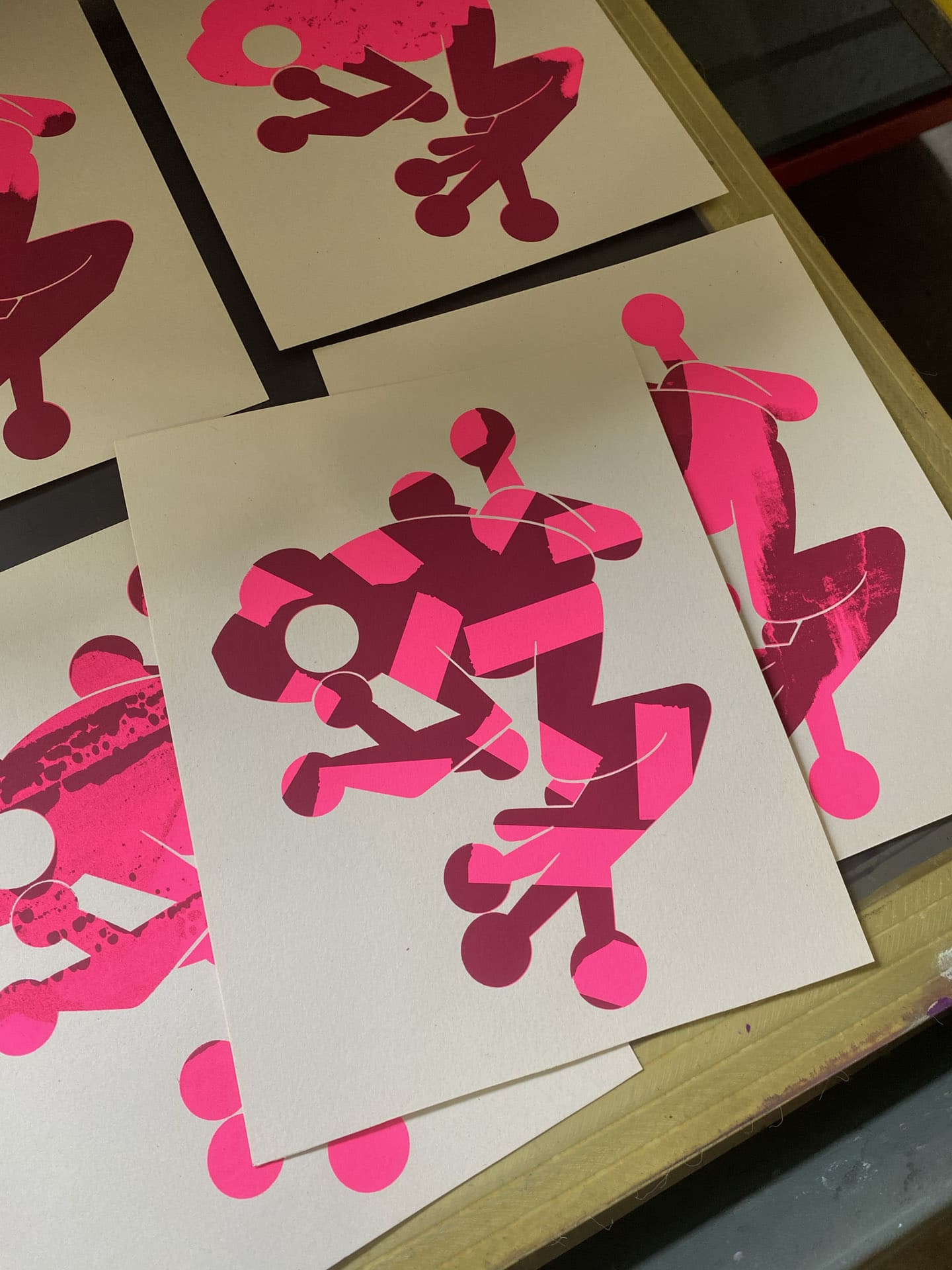 grenouilles sérigraphie essais de matières atelier fwells