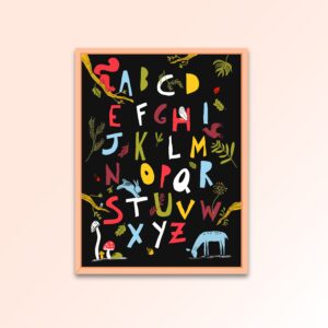 Abécédaire de Lucile Birba - Sérigraphie 4 couleurs - Edité par l'Aelier Fwells Paris