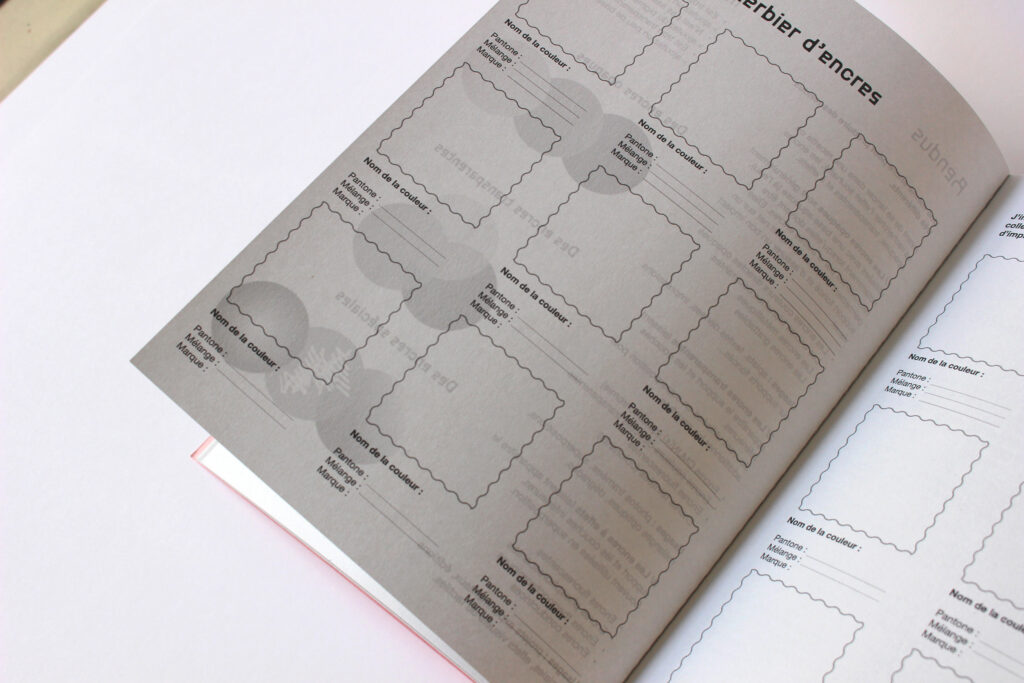 Herbier d’encres à compléter dans le mini-guide de la sérigraphie
