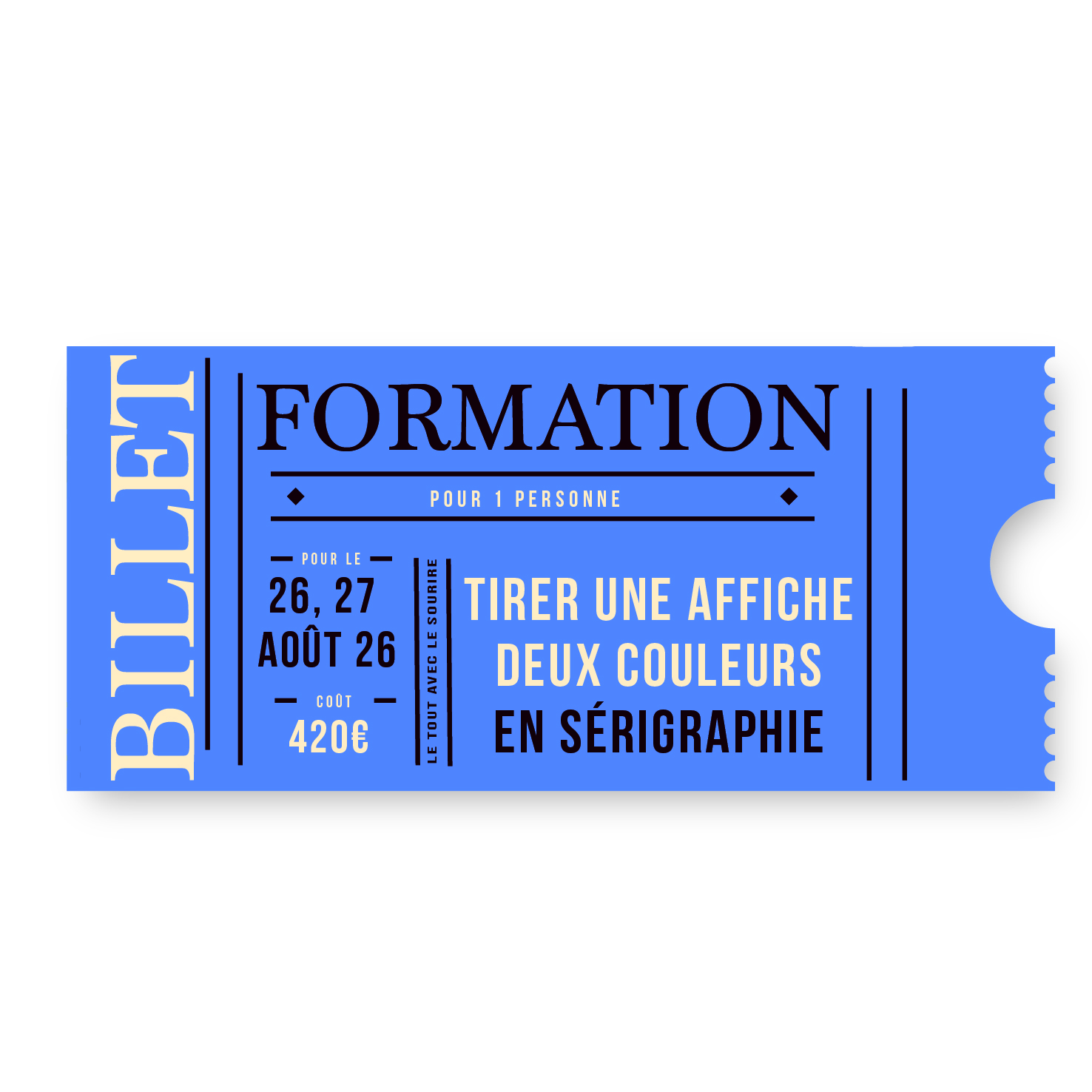 Formation pour tirer une affiche deux couleurs en sérigraphie - avec l'Atelier Fwells à Paris - en août
