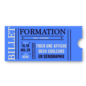 Formation pour tirer une affiche deux couleurs en sérigraphie - avec l'Atelier Fwells à Paris - en juillet
