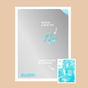Trois affiches à gratter de la collection Nul si découvert imprimées en sérigraphie par l'Atelier Fwells.