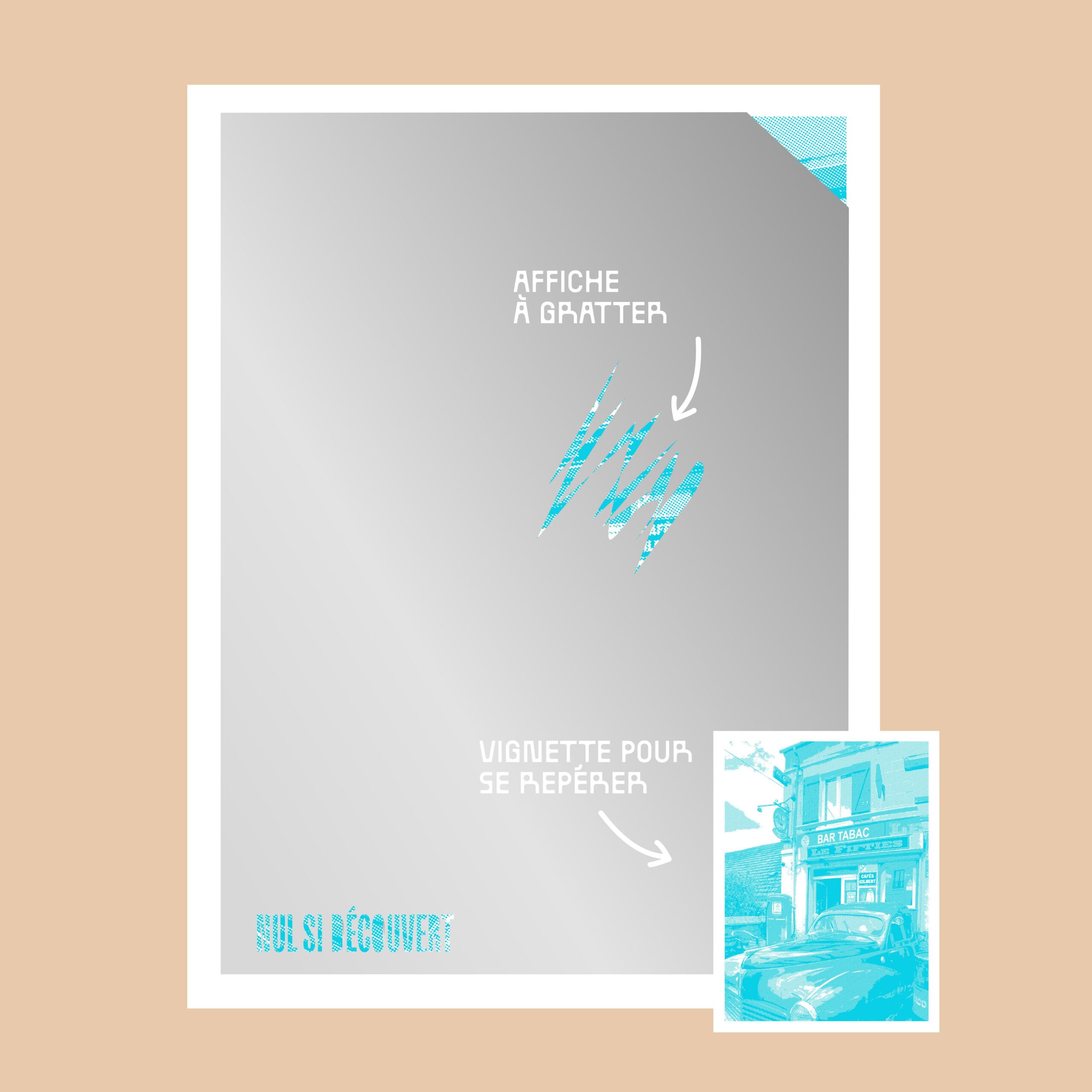 Trois affiches à gratter de la collection Nul si découvert imprimées en sérigraphie par l'Atelier Fwells.